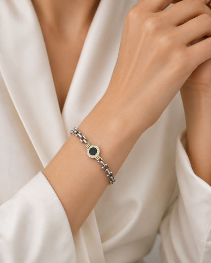 Pulsera de Plata y Oro | Onix Guarda griega