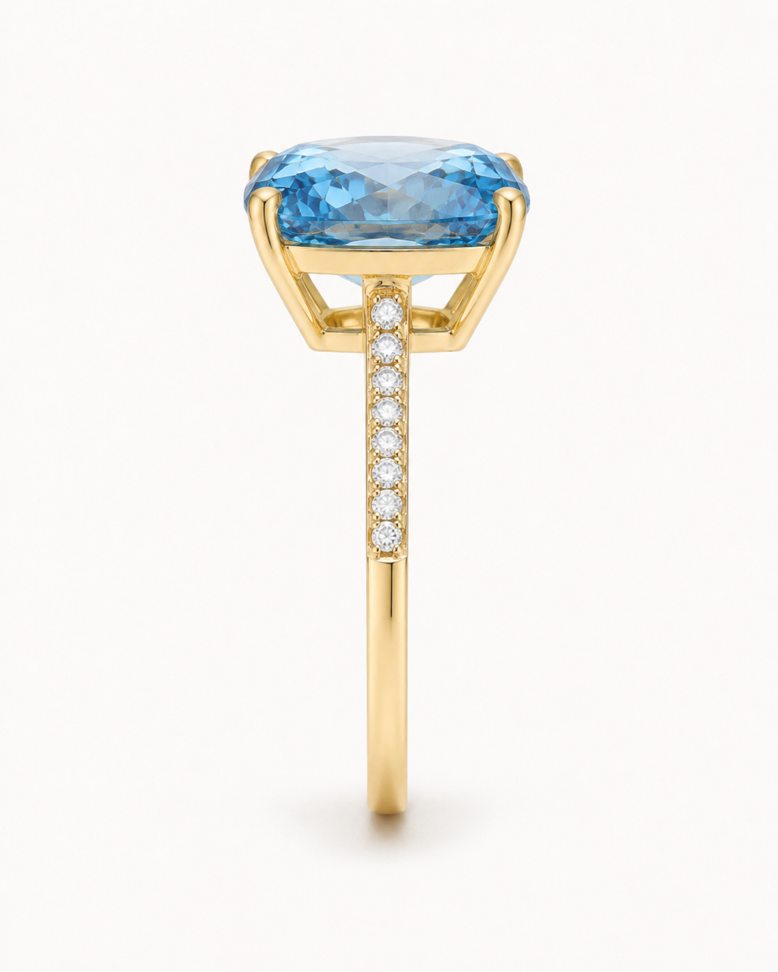 Anillo De Oro 9 Kilates | Topacio celeste