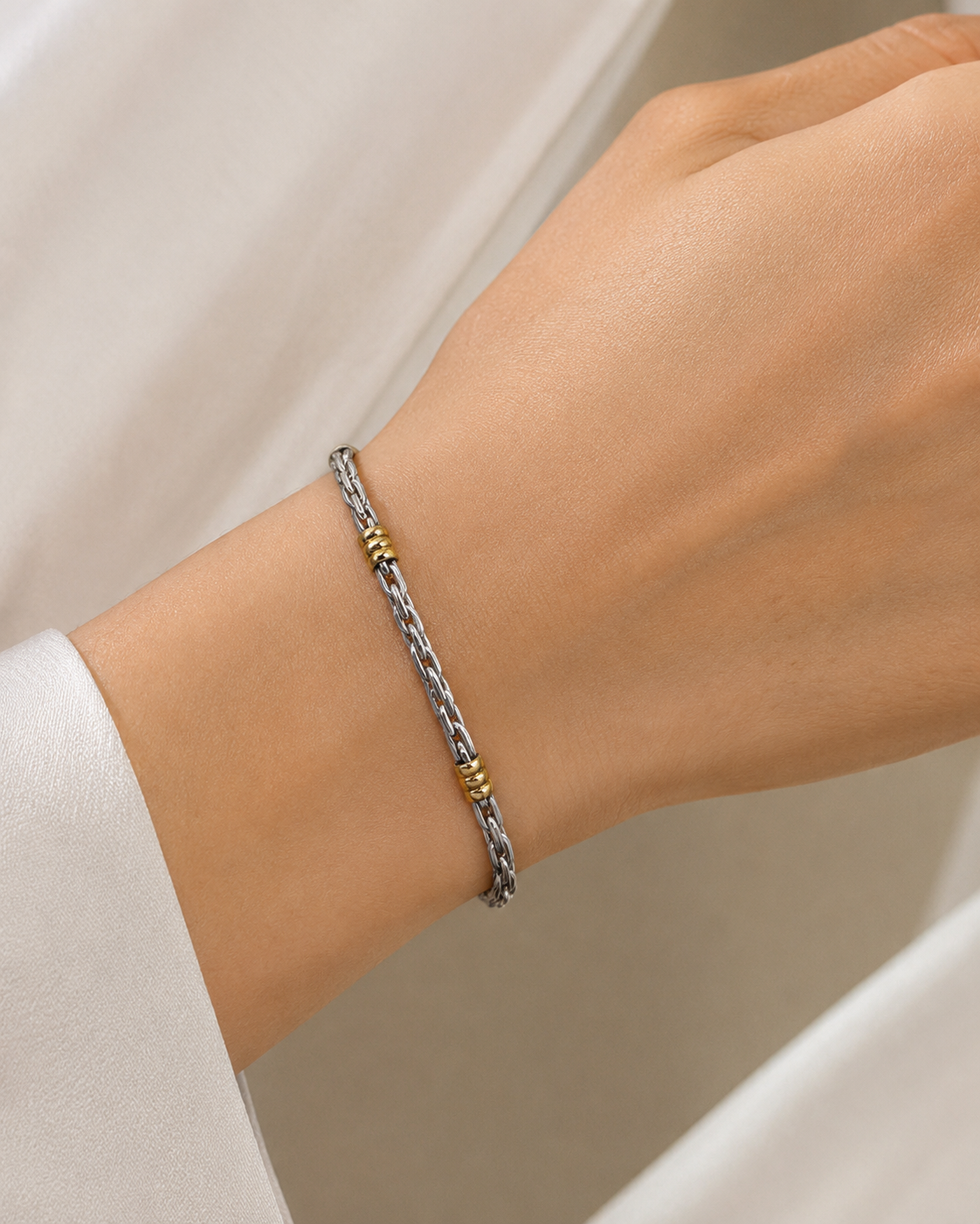Pulsera de Plata y Oro | Force trenza