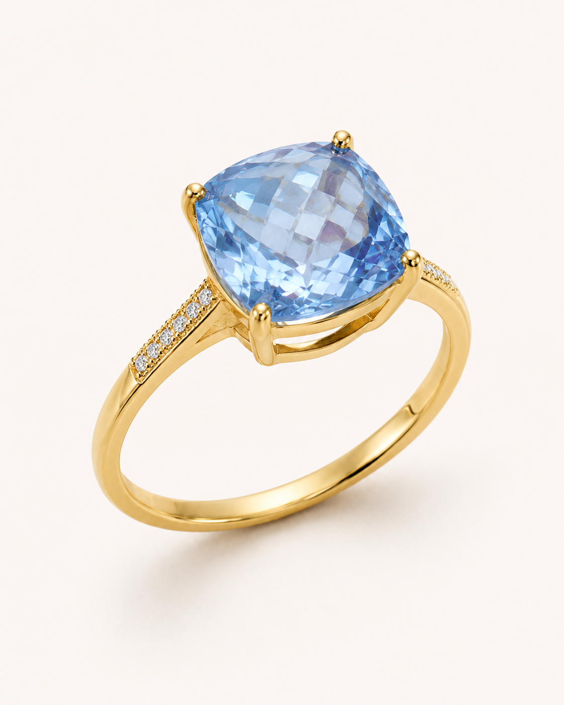 Anillo De Oro 9 Kilates | Topacio celeste