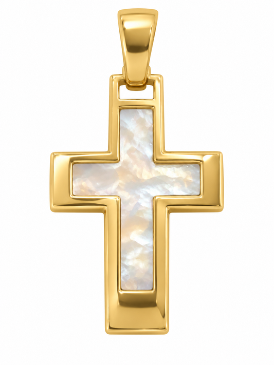 Cruz de oro 18 Kilates y Nácar | 17,8 x 12,5 mm
