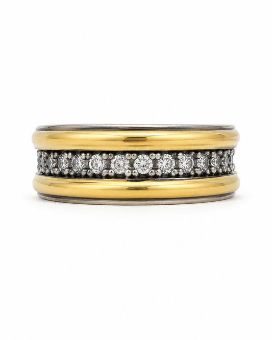 Anillo De Plata y Oro | Circonias