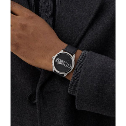 Reloj GUESS | Full Black | Correa de cuero | Correa de goma de regalo