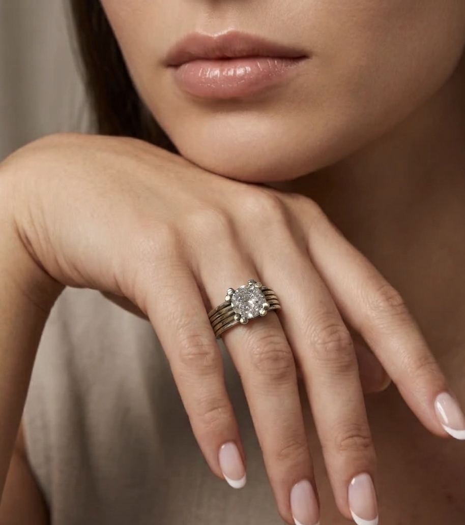 Anillo De Plata Y Oro | Circonia