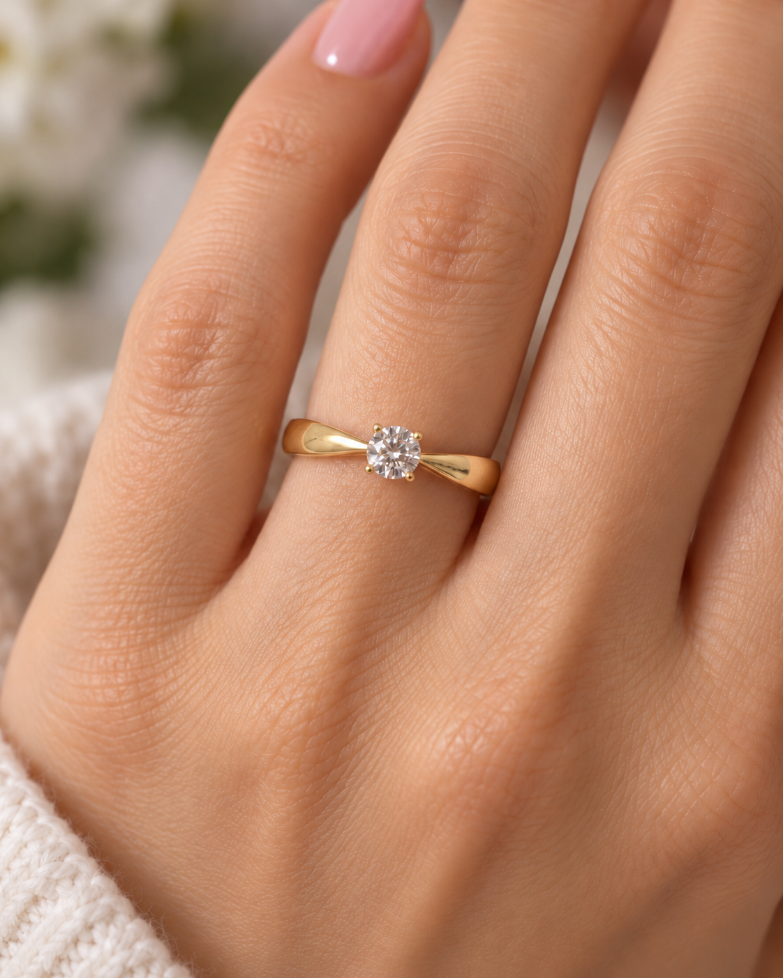 Anillo De Oro 9 Kilates | Solitario Cuerpo Cuchillo