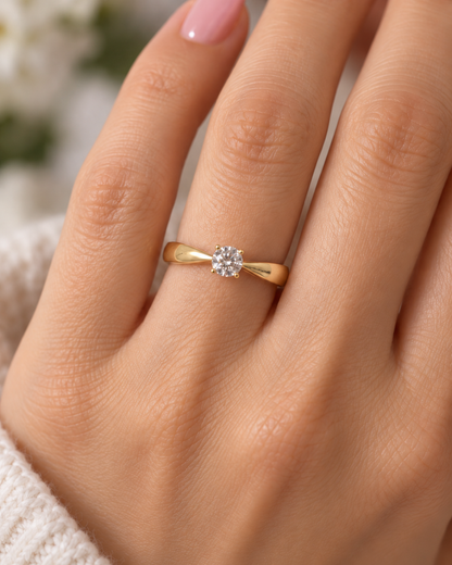 Anillo De Oro 9 Kilates | Solitario Cuerpo Cuchillo