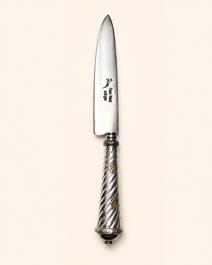 Cuchillo criollo de plata y oro| Hoja franz wenk solingen