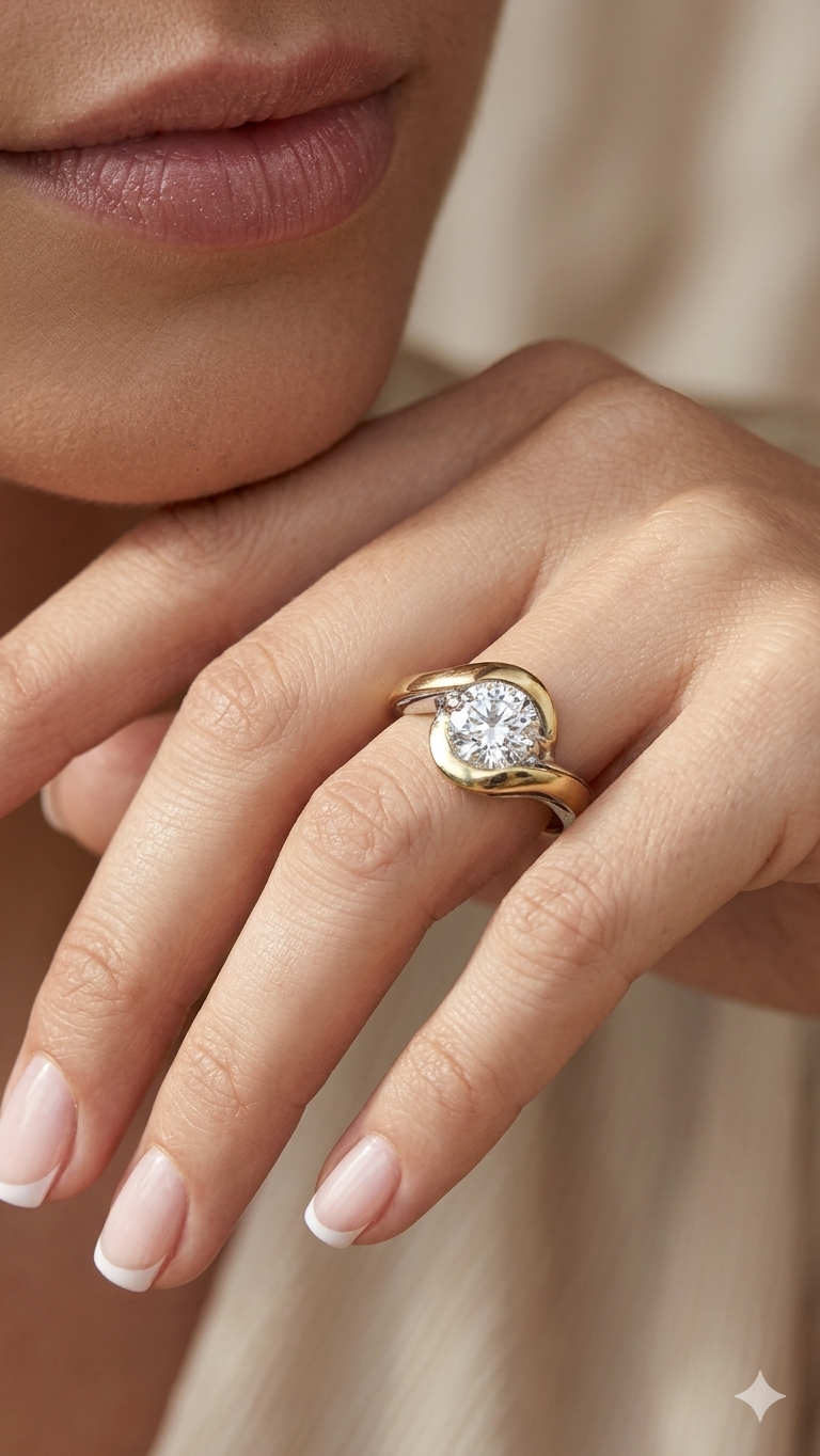 Anillo De Plata Y Oro | Circonia
