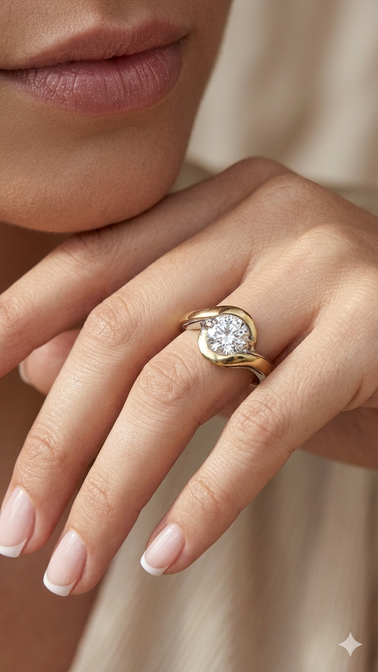 Anillo De Plata Y Oro | Circonia