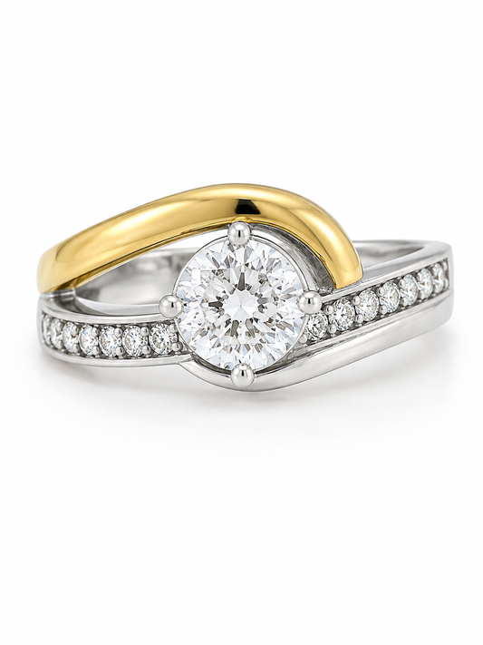 Anillo De Plata Y Oro | Circonias