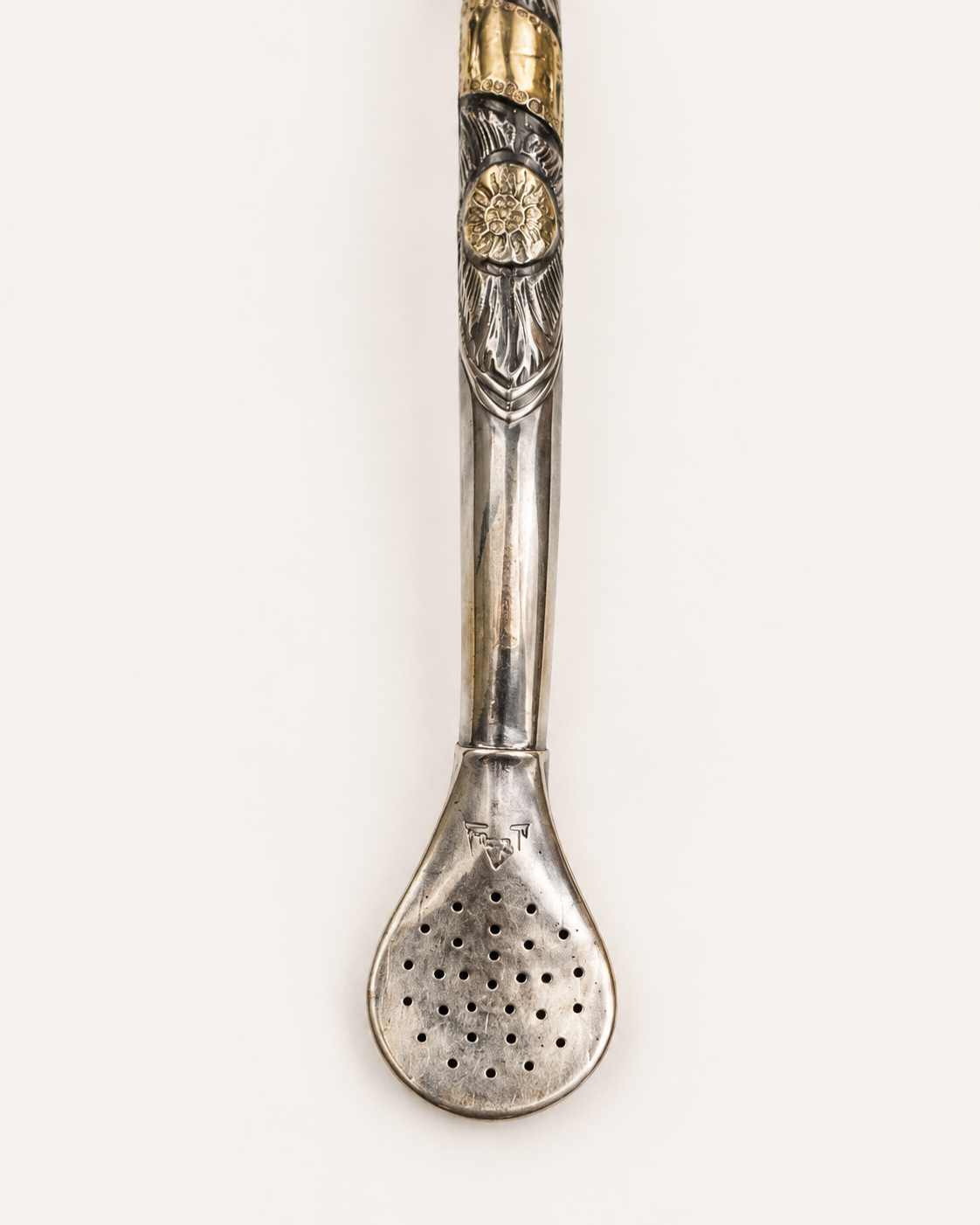 Bombilla de plata pavonada | apliques, boca y tarjeta de Oro
