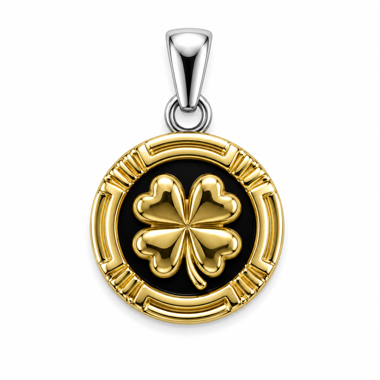 Dije De Plata Y Oro | Trébol de Cuatro Hojas