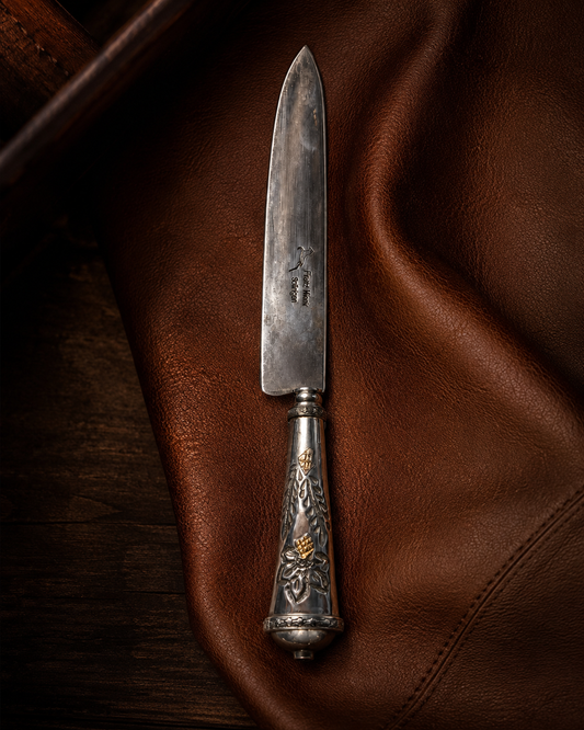 Cuchillo criollo de plata y oro| Hoja franz wenk solingen