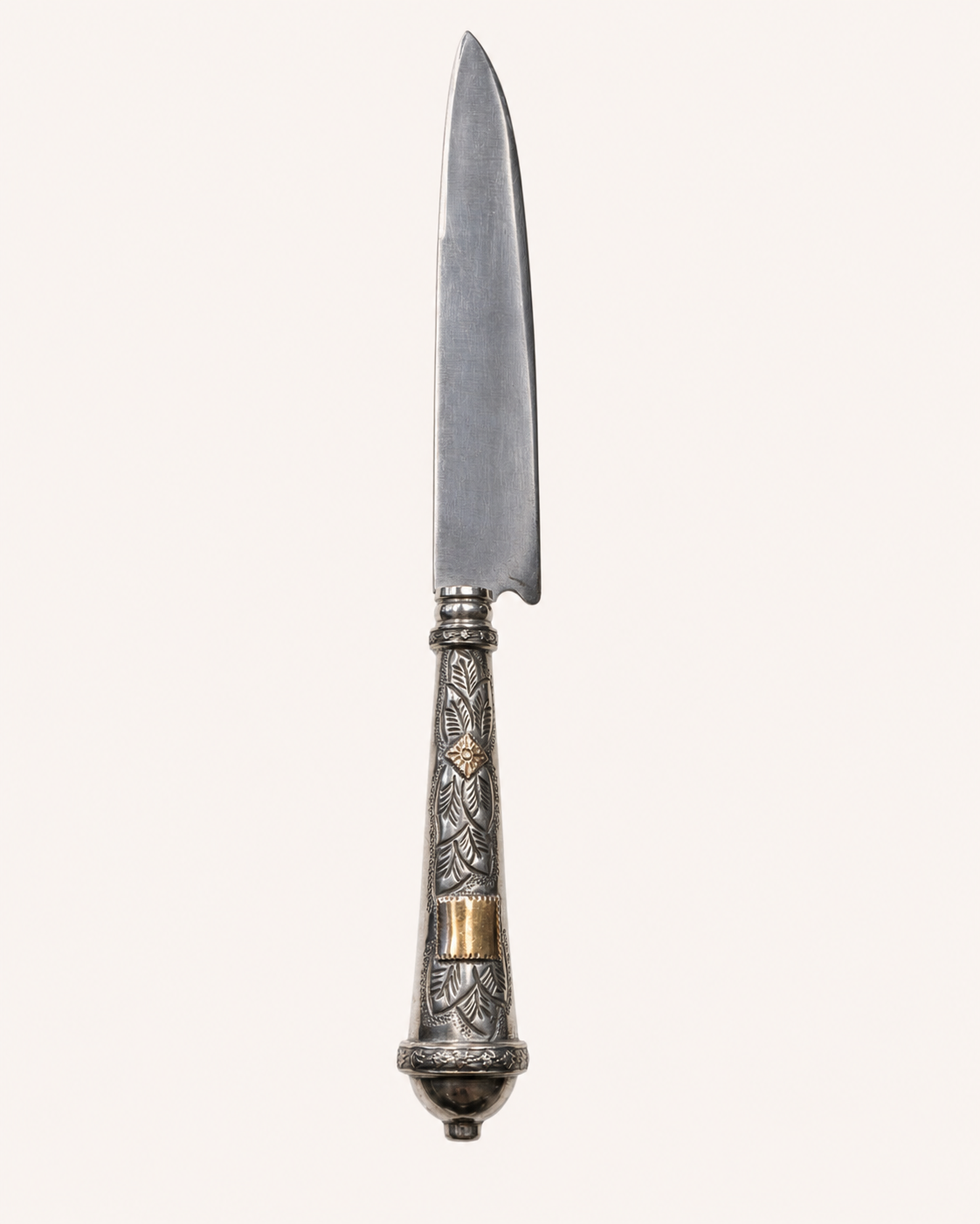 Cuchillo criollo de plata y oro| Hoja SOLINGEN GUAZUBIRÁ
