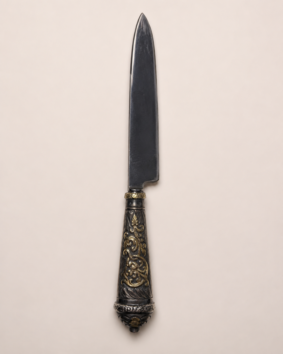 Cuchillo criollo de plata y oro | Hoja Franz Wenk solingen